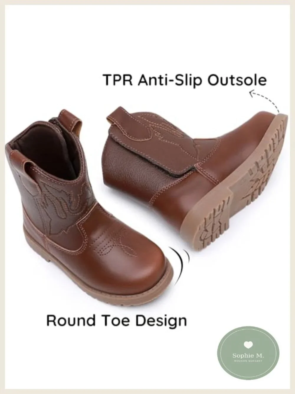 Toddler Cowboy Boots Boys Girls Western Hook & Loop Non-Slip Infant